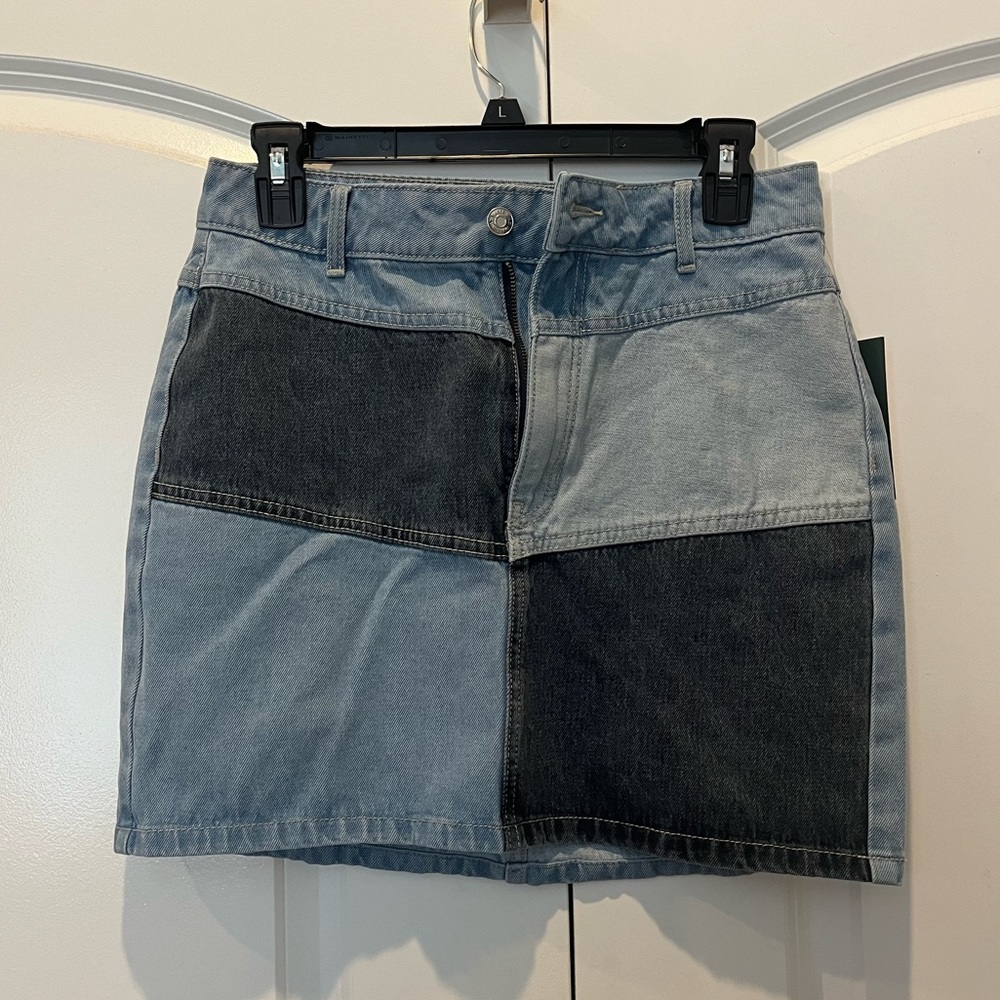 wild fable Color Block Patchwork Denim Mini Skirt